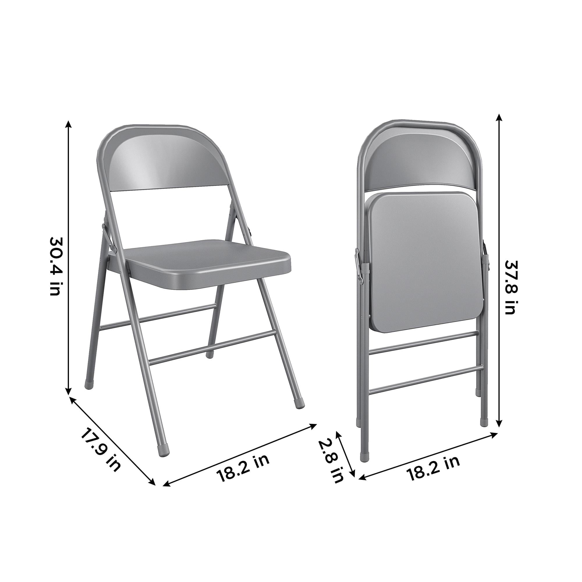 Mainstays All-Steel Metal Folding Chair, Double Braced, Gray