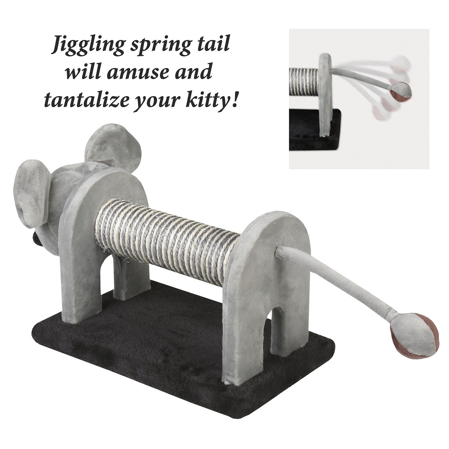 Kitten Scratching Post - Mouse Shaped Cat Pole with Spring Tail Ball Toy