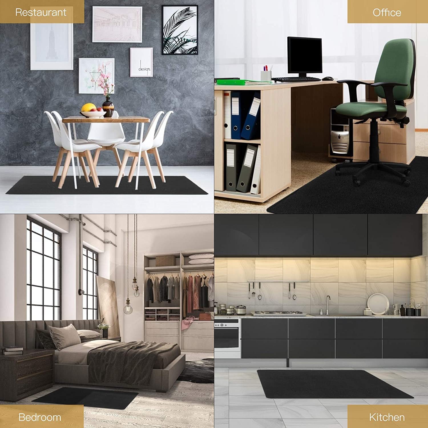 Eurotex Office Desk Chair Mat for Hard Floors Protector (Polyester, 47 x 35 inches, Black)