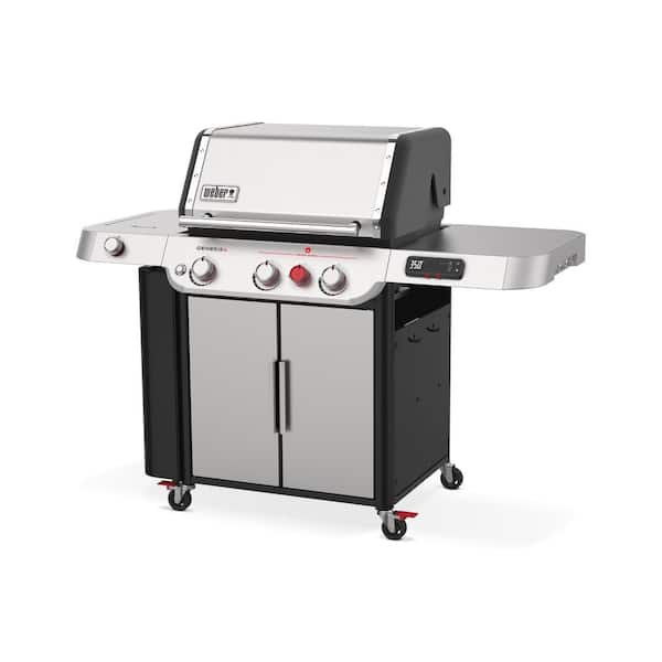 Genesis Smart SX-335 3-Burner Propane Gas Grill in Stainless Steel with Side Burner