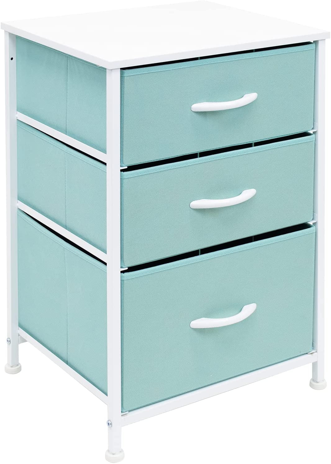 Sorbus Nightstand Storage Organizer with 3 Drawers - Kids Girls, Boys Bedroom Furniture Storage Chest for Clothes, Closet Organization - Steel Frame, Wood Top, Fabric Bin (Pastel Purple)