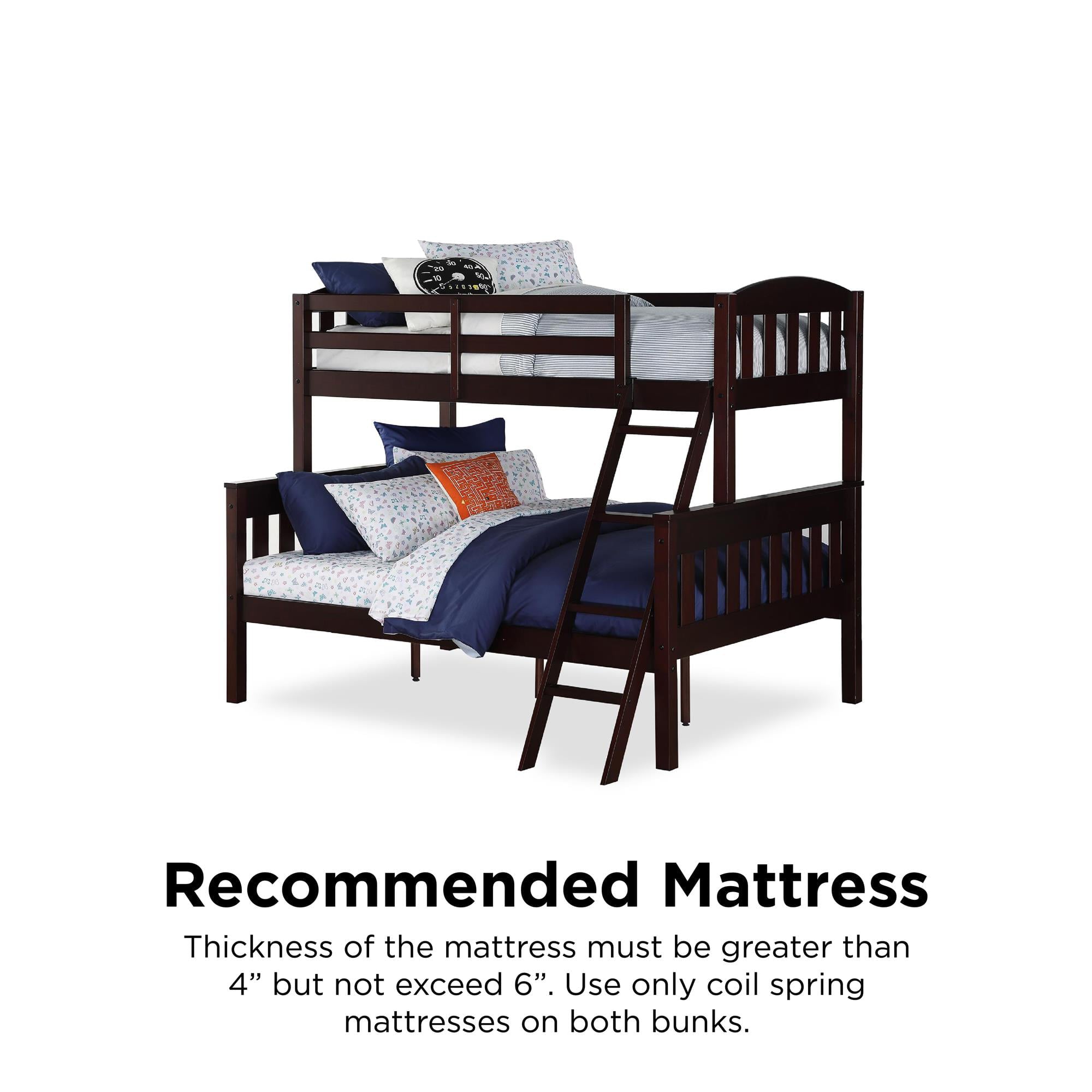 DHP Airlie Twin-Over-Full Bunk Bed with Ladder, Espresso