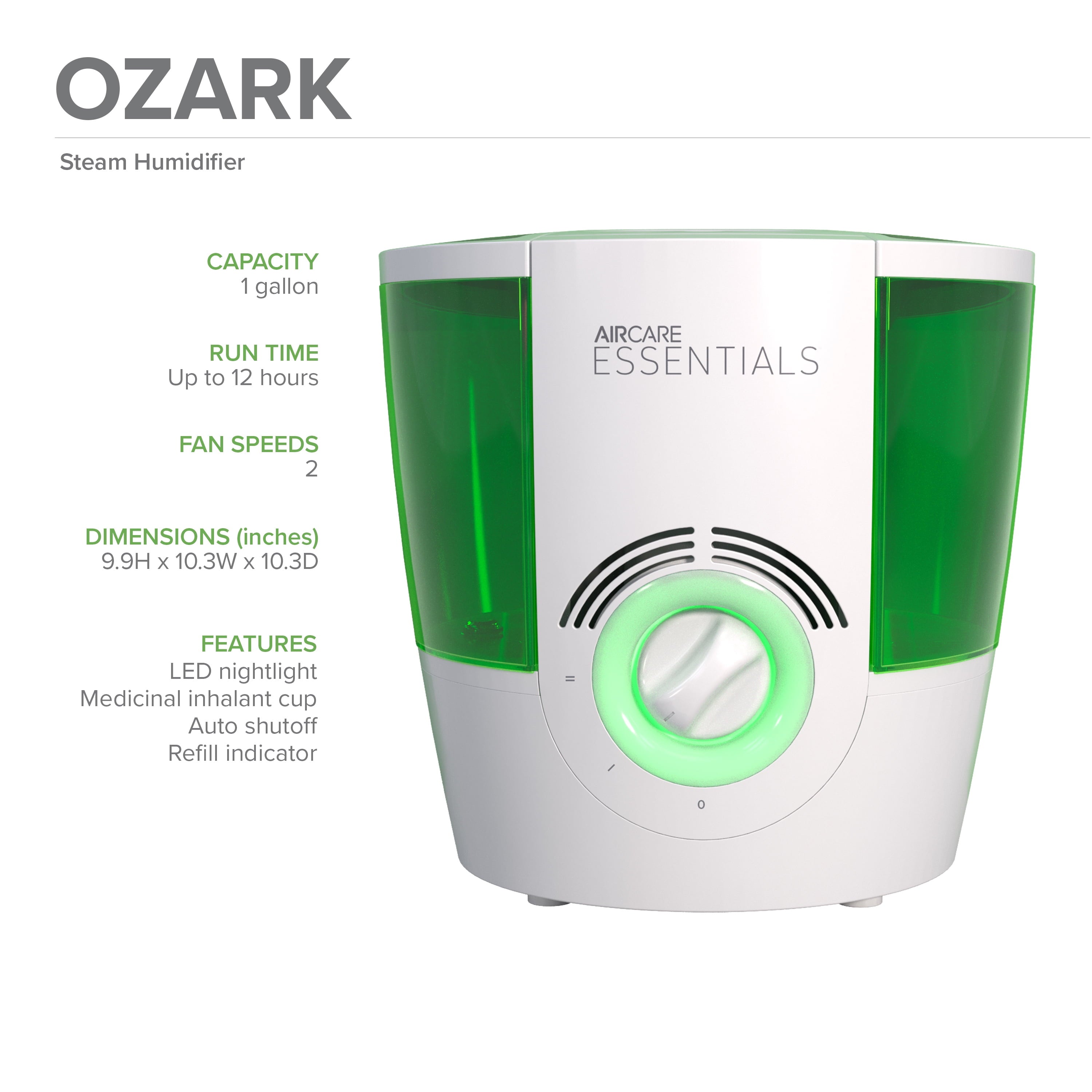 AIRCARE Ultrasonic Whisper Quiet Steam Humidifier- OZARK