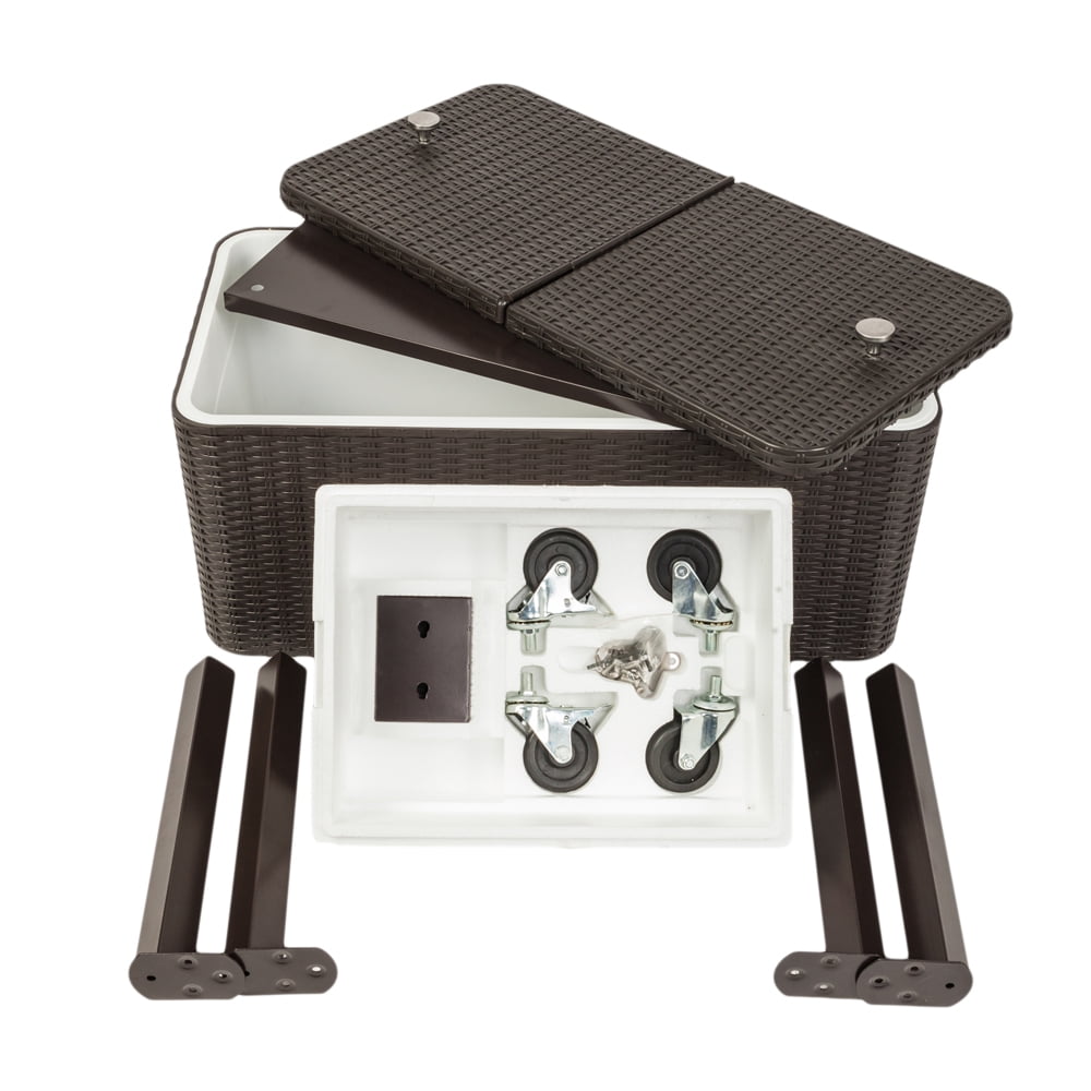 EasingRoom Rattan Cooler 80QT Frozen Warm Function with Shelf