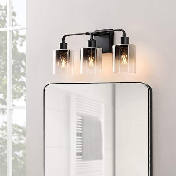 21.7 in. 3-Light Modern Black Bathroom Vanity Light With Bulbs Included