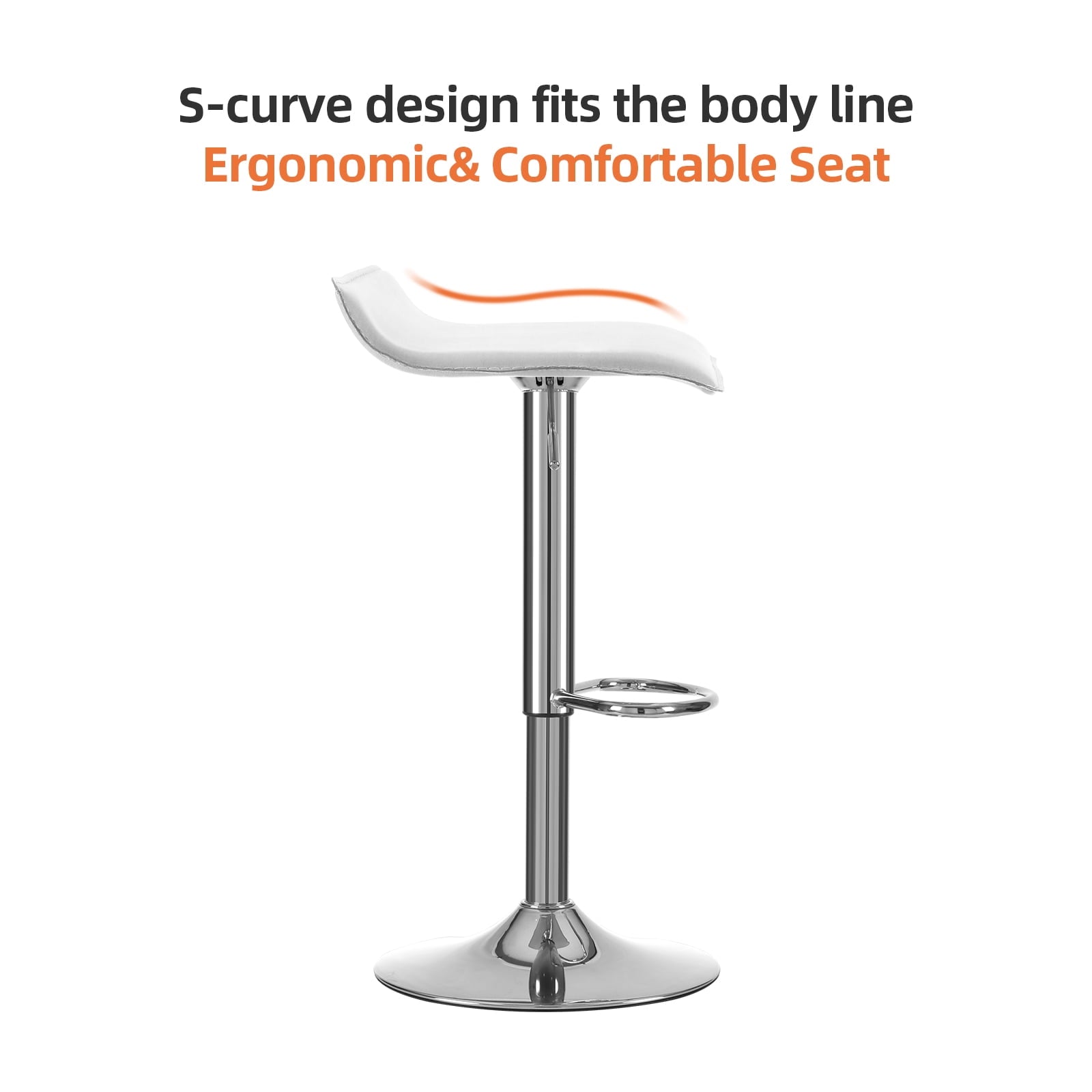 ELECWISH Set of 4 Adjustable Swivel Barstools, PU Leather with Chrome Base, Counter Height Hydraulic Pub Kitchen Counter Chairs, white