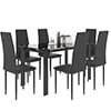 Paproos 5 Piece Dining Table Set, Dining Room Table Set with Marble Top and Faux Leather Upholstery Chairs, Modern Dinette Sets for Breakfast Nook, Compact Kitchen Table and Chairs Set, Brown