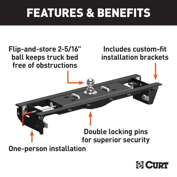 Double Lock EZr Gooseneck Hitch Kit with Brackets, Select Ford F-250, F-350