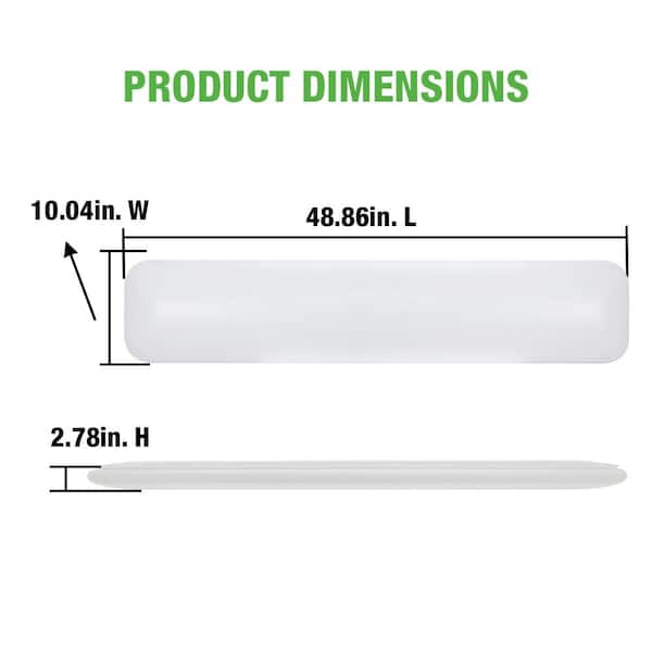 48 in. x 10 in. Low Profile LED Flush Mount Rectangular Light Fixture 3200 Lumens 3000K 4000K 5000K Kitchen Lighting