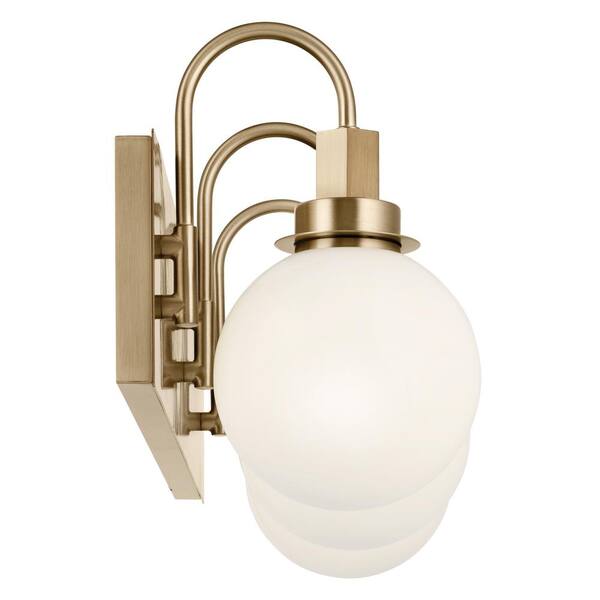 Hex 22.75 in. 3-Light Champagne Modern Bathroom Vanity Light with Opal Glass Shades