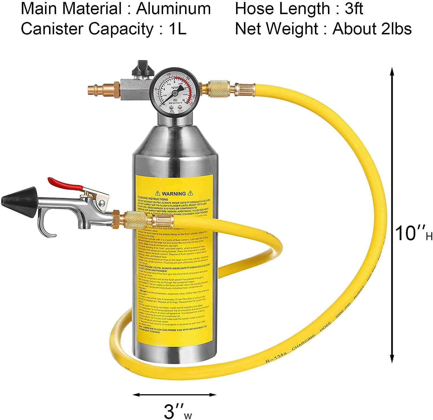 AC Flush Kit, Car Air Conditioner System Clean Canister Flushing Tool Set Air Conditioning Pipe Cleaning Bottle