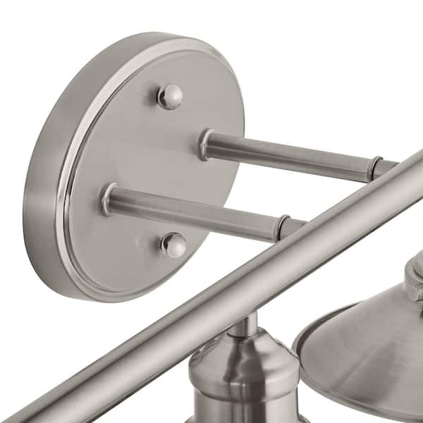 Glenhurst 34 in. 4-Light Industrial Farmhouse Brushed Nickel Bathroom Vanity Light Fixture with Metal Shades