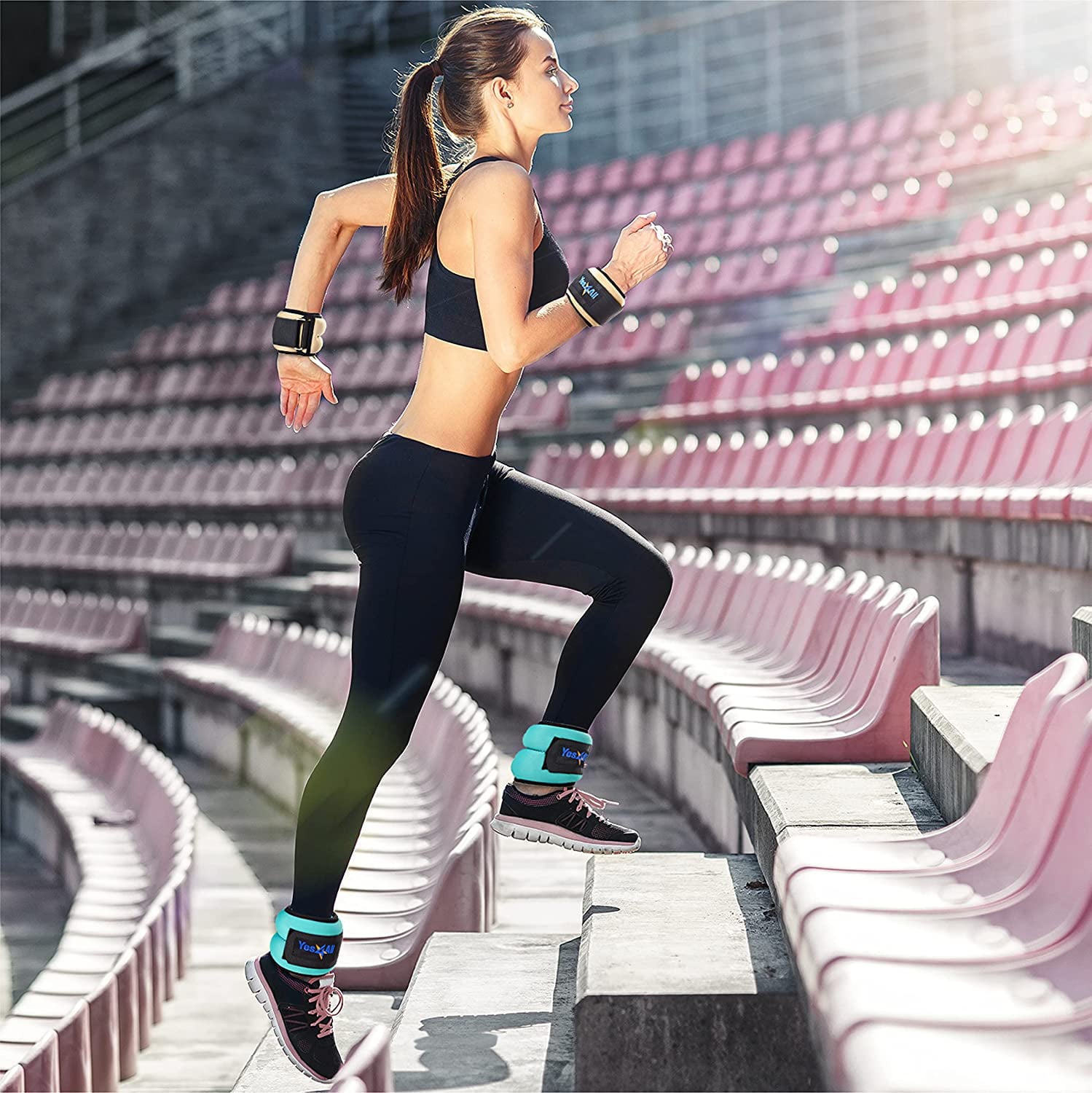 Yes4All 1 lbs Ankle Wrist Neoprene Weight, Beige, Pair