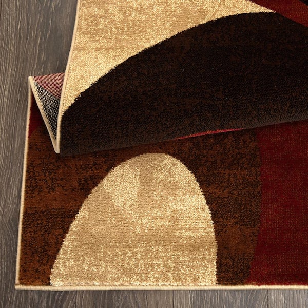 Tribeca Slade Brown/Red 8 ft. x 10 ft. Abstract Area Rug