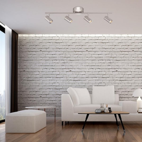 2.5 ft. 4-Light Brushed Nickel Integrated LED Fixed Track Lighting Kit