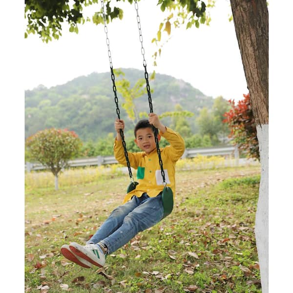 Heavy-Duty Flexible Green Belt Swing with Coated Metal Chain