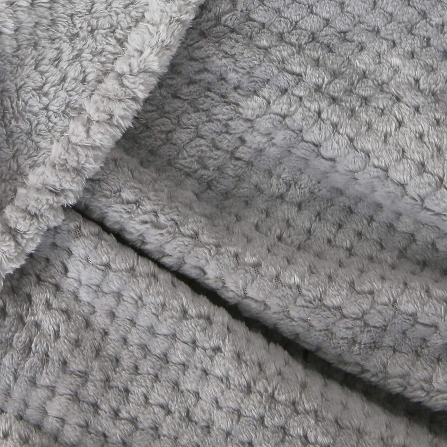 Exclusivo Mezcla Waffle Textured Soft Fleece Blanket, Large Throw Blanket(Light Grey, 50 x 70 inches)- Cozy, Warm and Lightweight