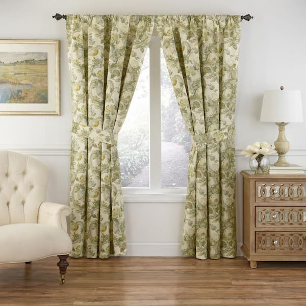 Spring Bling  Platinum Floral Pattern  Cotton  52 in. W x 84 in. L Light Filtering Single Rod Pocket Curtain Panel