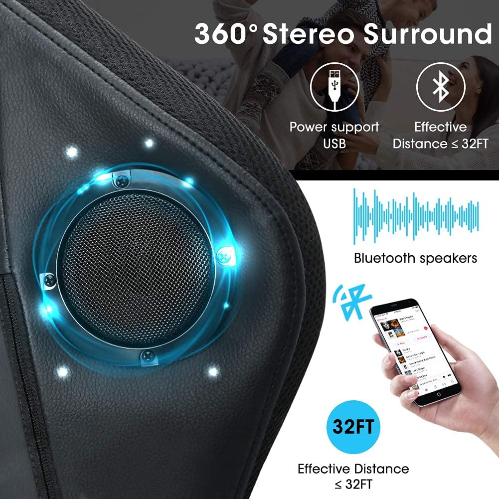 HomeMiYN Gaming Chair with Speakers Video and  RGB LED Lights, Pink PU Leather Ergonomic Racing Office Chair