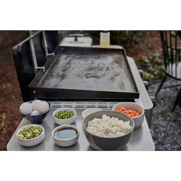 3 Burner Propane Gas Grill 28 in. Flat Top Griddle in Black