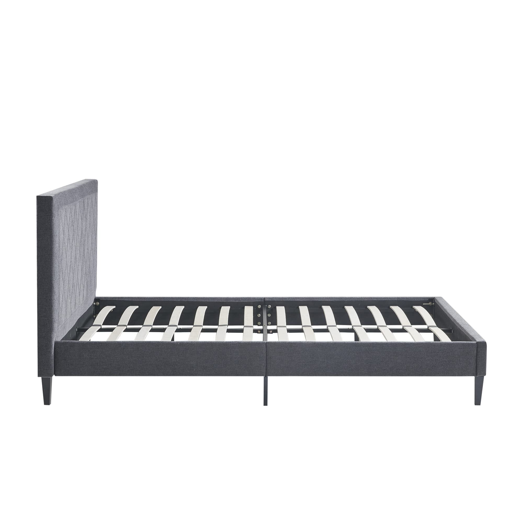 510 Design Wooden Full Size Quilted Upholstered Platform Bed Frame Bedroom with Headboard Charcoal