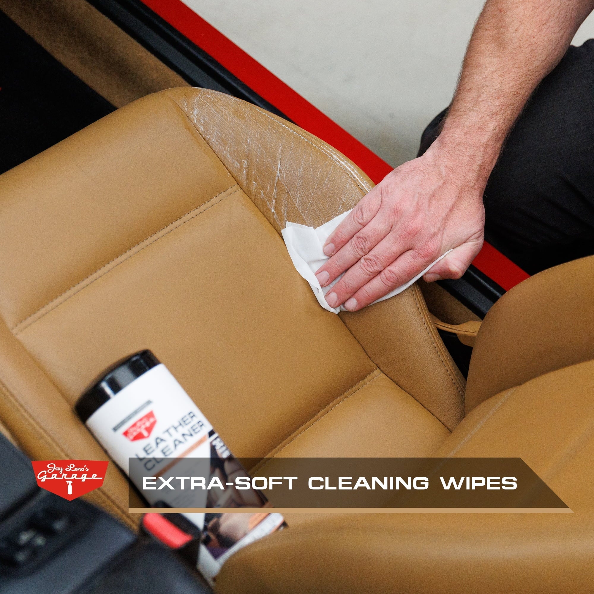Jay Leno's Garage Leather Cleaner Wipes (30 Count) - Clean & Protects Car Leather Surfaces