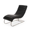 Zarae Modern Channel Stitch Chaise Lounge, Midnight Black and Silver