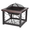 Hammer Tone Bronze Finish Cocktail Table Fire Pit-Finish:Black/Bronze