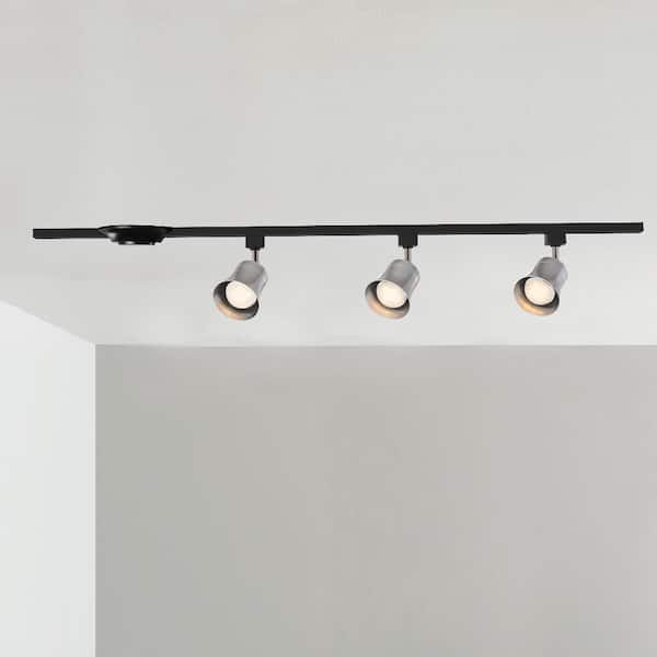 Flared Brushed Nickel 3-Light Integrated LED Linear Track Lighting Step Head