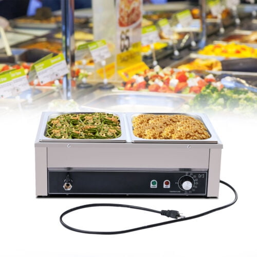 Food Warmer Steam Table Countertop 2-Pan Station Stainless Steel 110V