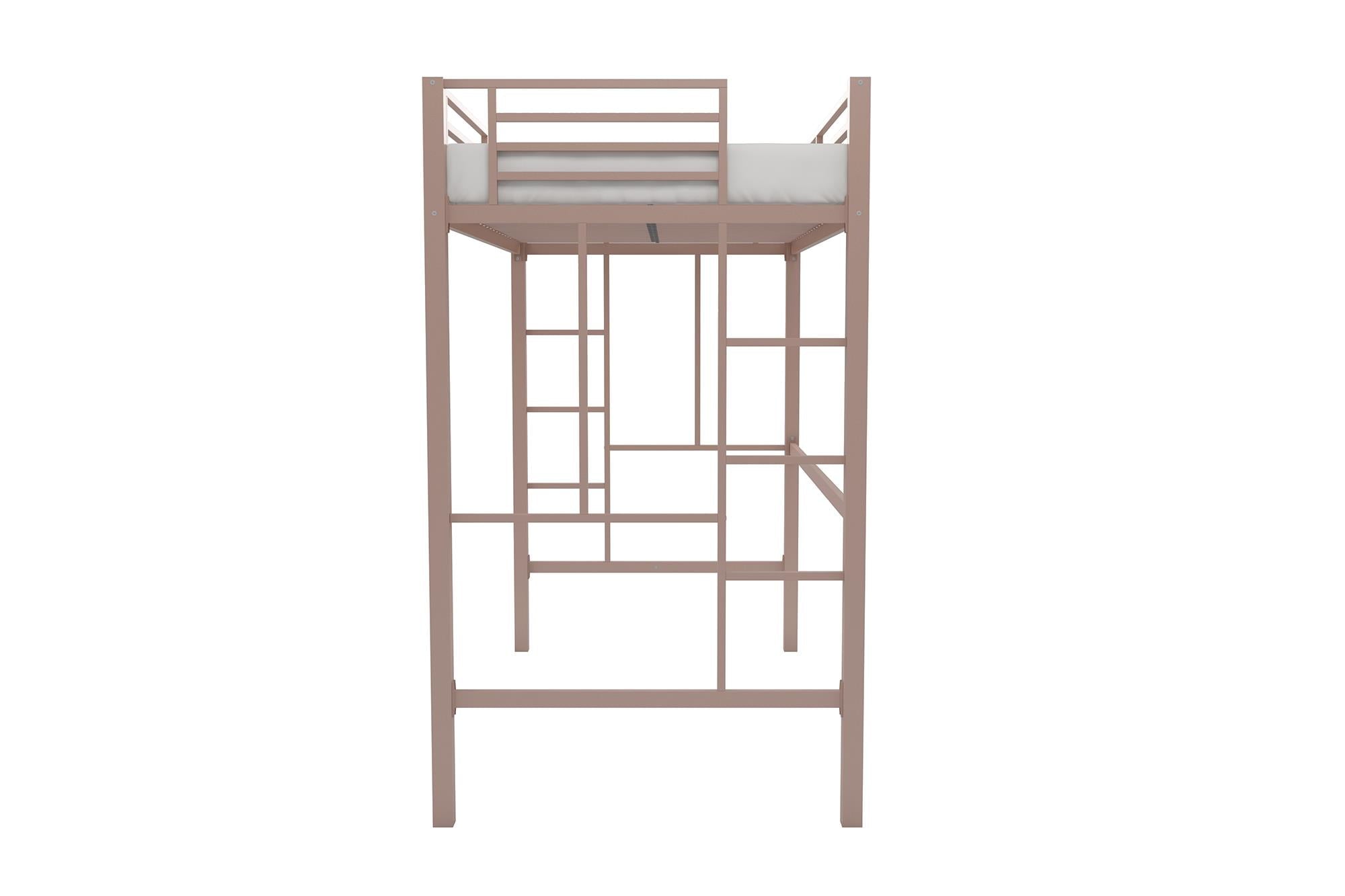 Your Zone Brittain Twin Metal Loft Bed, Pink