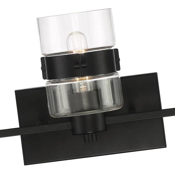 Midnight LA 24.75 in. 3-Light Matte Black Modern Vanity with Clear Glass Dual Shades