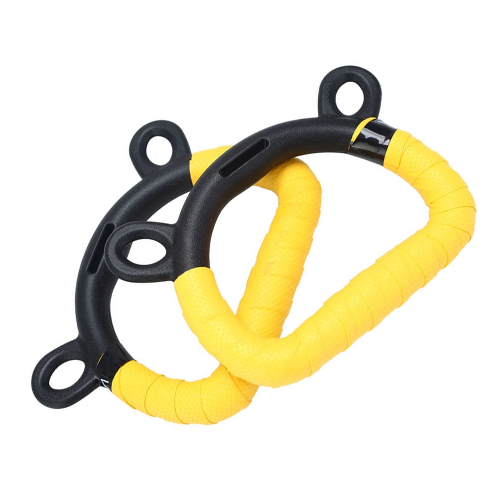2Pcs Plastic Children Gymnastic Ring Kids Pull-up Fitness Equipment Excercise Tool for Full Body Strength Bodyweight Training (Children Style, 1 Pair of Handles + Yellow Hand Gel)