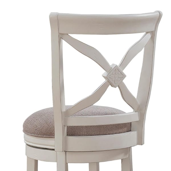 Accera 26 in. Distressed Antique White Swivel Counter Stool