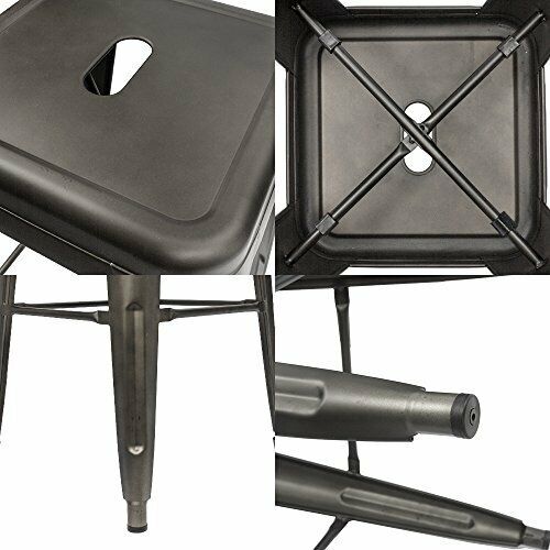 30 Inches 4 Metal Bar Stools Stackable High Backless Lightweight Rubber Feet