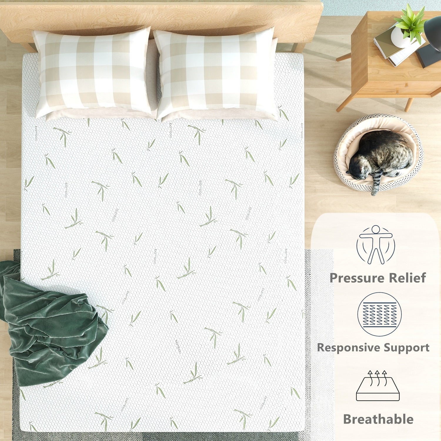 Mattress,Smiaoer 8 inch Memory Foam Mattress Bed in a Box,Medium Firm with Soft Bamboo Cover,Made in USA