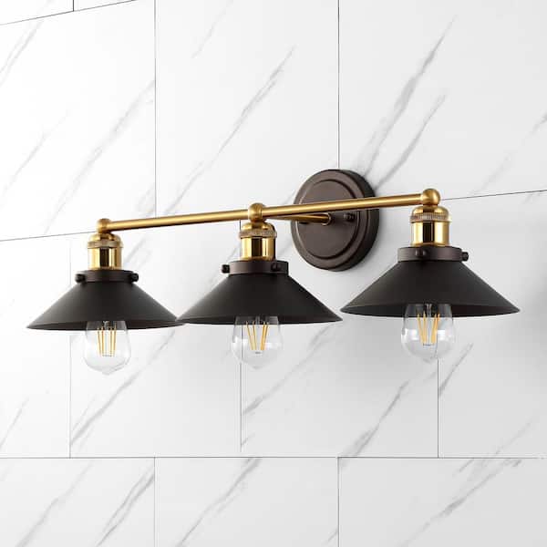 July 26.5 in. 3-Light Oil Rubbed Bronze/Brass Gold Metal Vanity Light