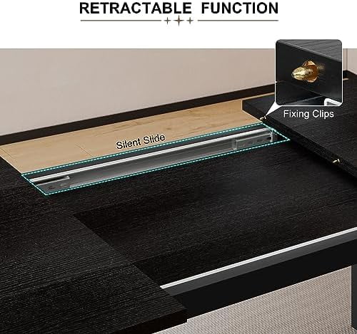 PPDMBIUU 3-Piece Dining Table Set with 2 Benches  Extendable Dining Room Table for 4-8  Kitchen Table Set with Metal Frame & Wooden Board  Easy Clean  Walnut