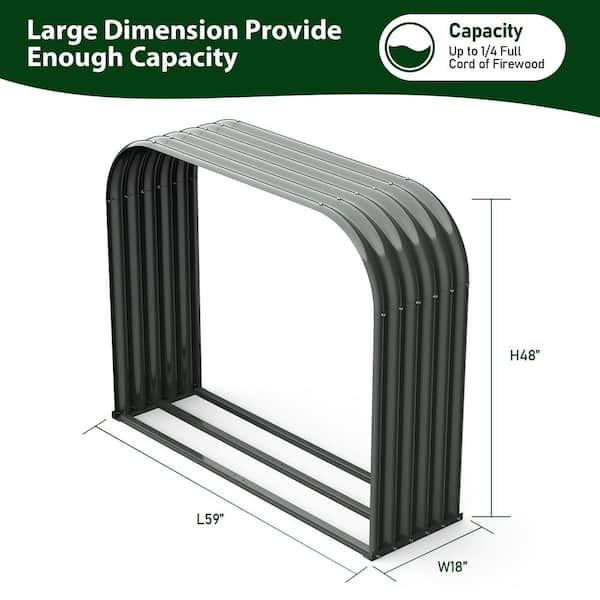 48 in. Galvanized Steel Outdoor Firewood Rack Heavy-Duty Log Holder Lumber Storage Stand in Gray