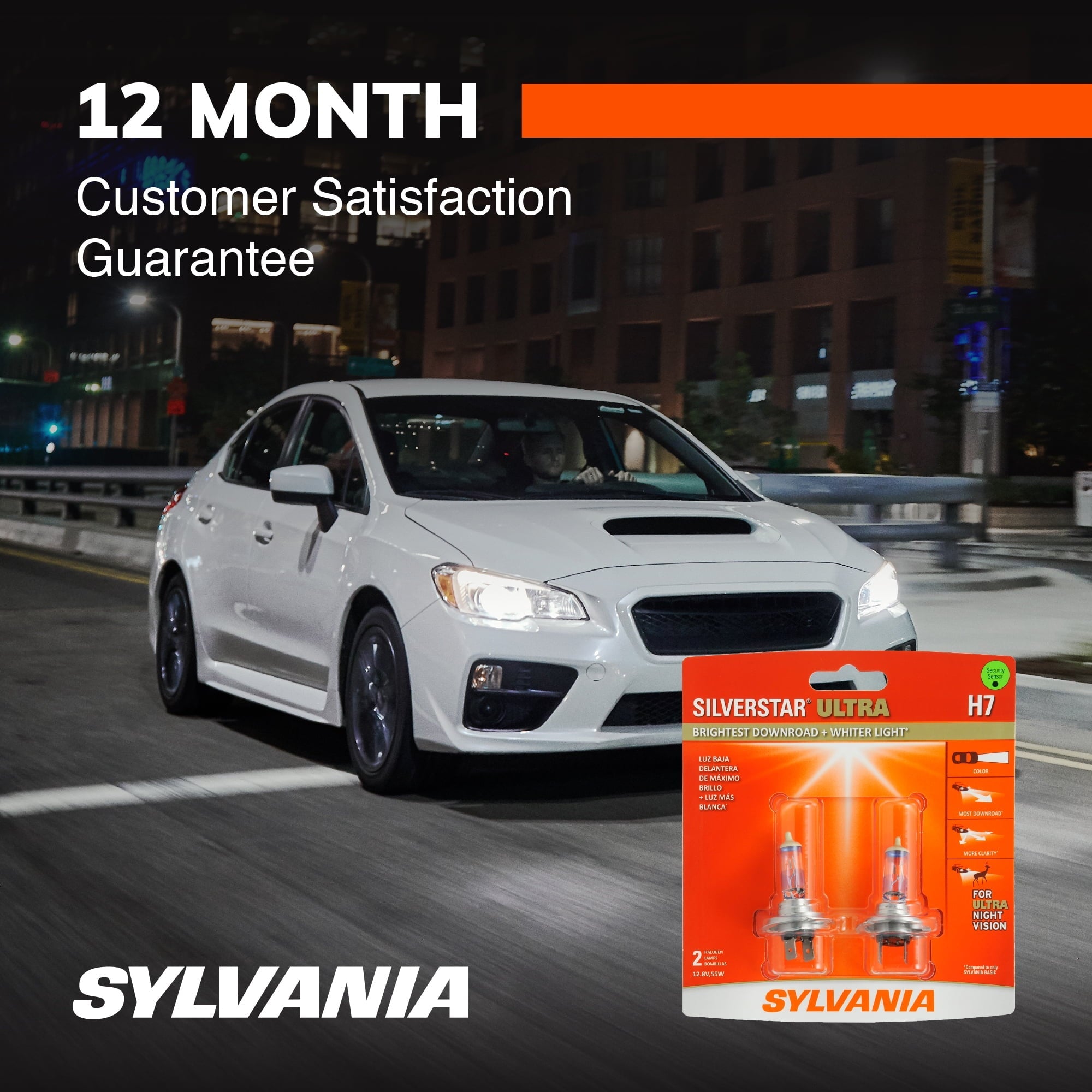 Sylvania H7 SilverStar Ultra Halogen Headlight Bulb, Pack of 2