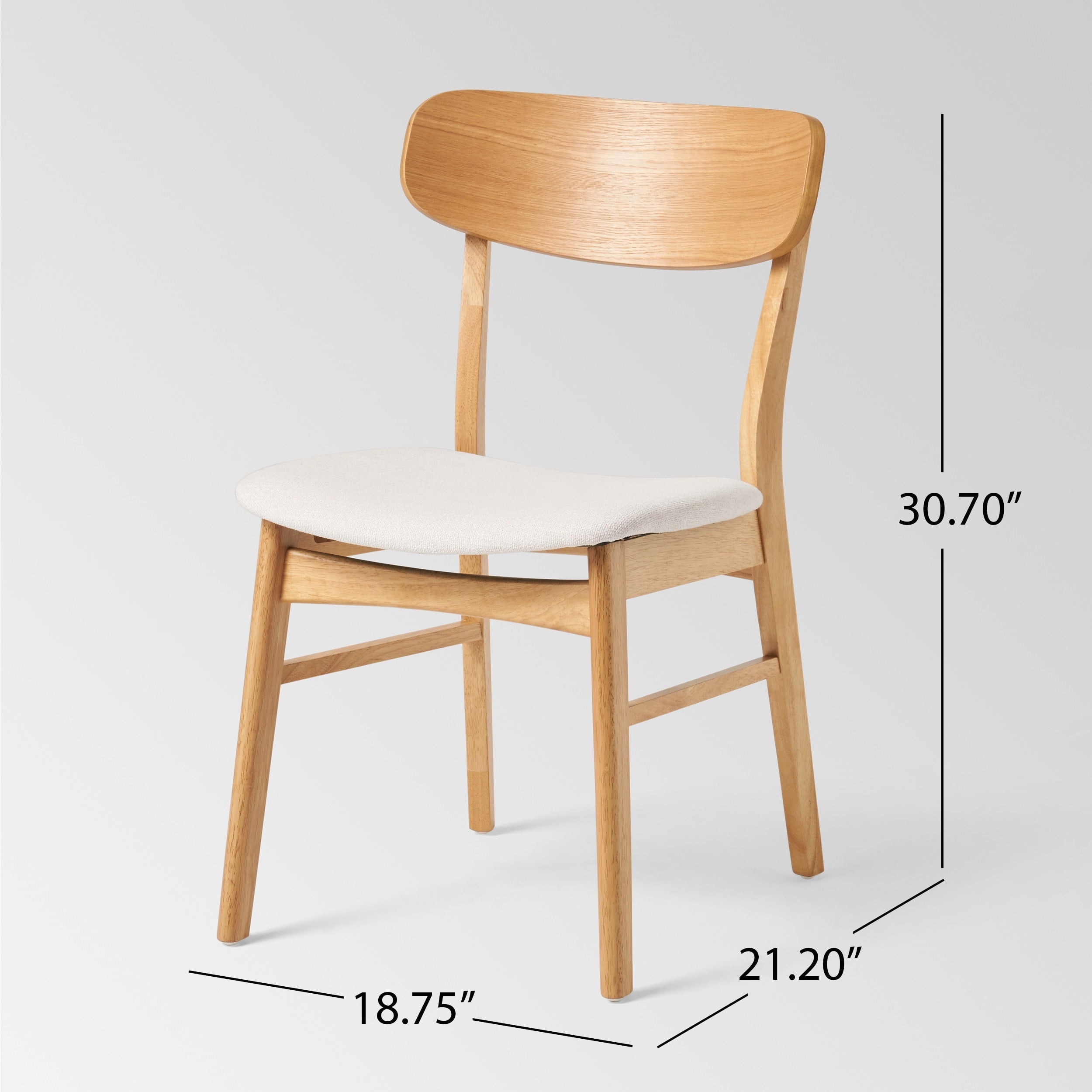 GDF Studio Nyx Mid Century Modern Fabric Upholstered Wood 5 Piece Dining Set, Light Beige and Natural Oak