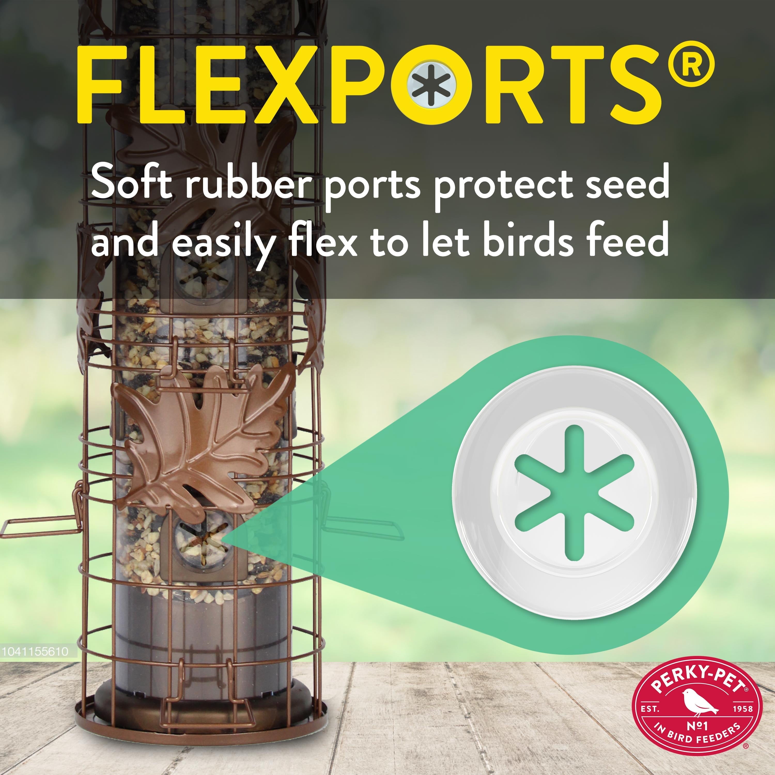 Perky-Pet Squirrel-Be-Gone Max Wild Bird Feeder with Flexports - 1.75 lb Capacity, Bronze