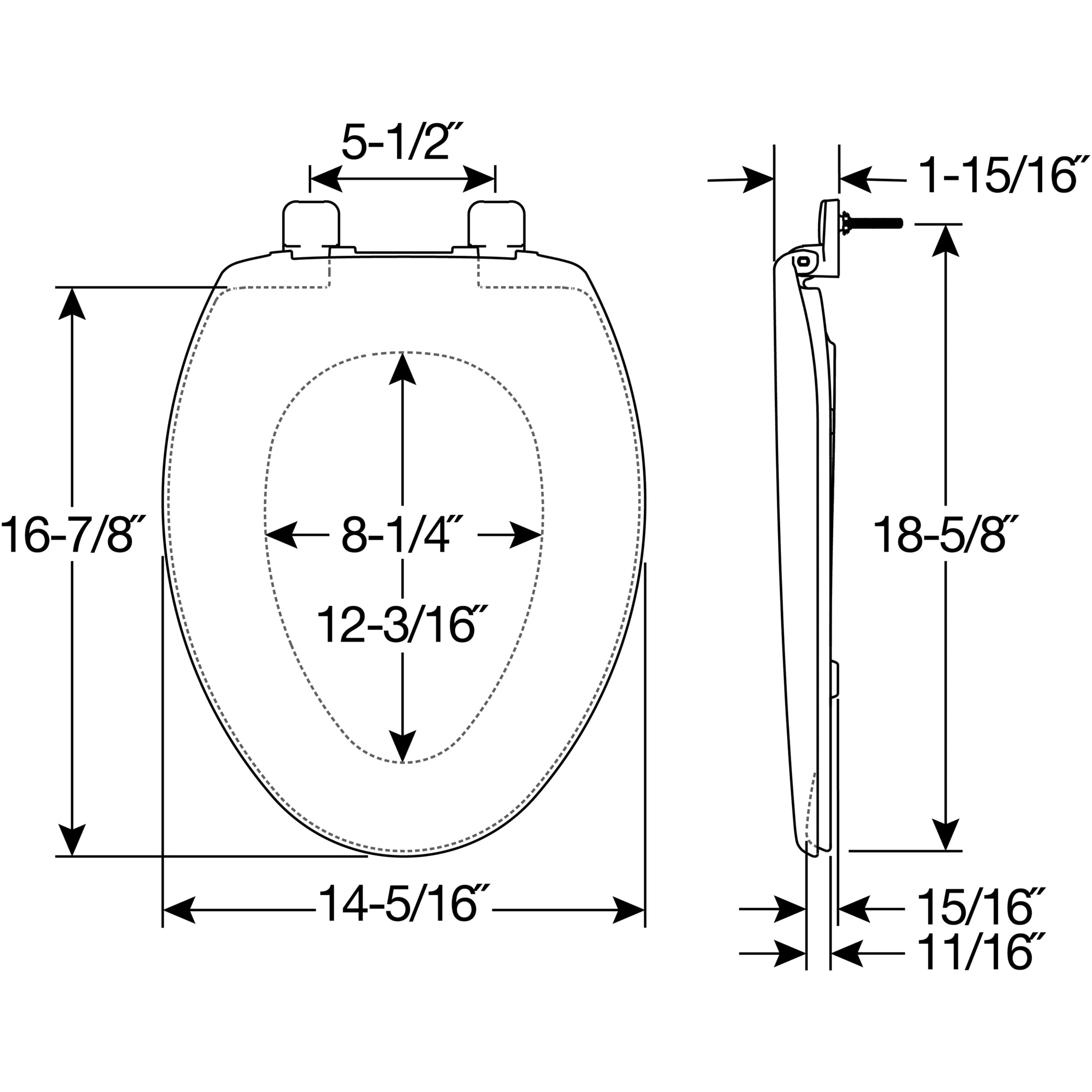 Mayfair Caswell Slow Close Elongated Plastic Toilet Seat in White Never Loosens