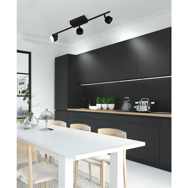 Armento 1 ft. 3-Light Black Integrated LED Fixed Track Lighting Kit