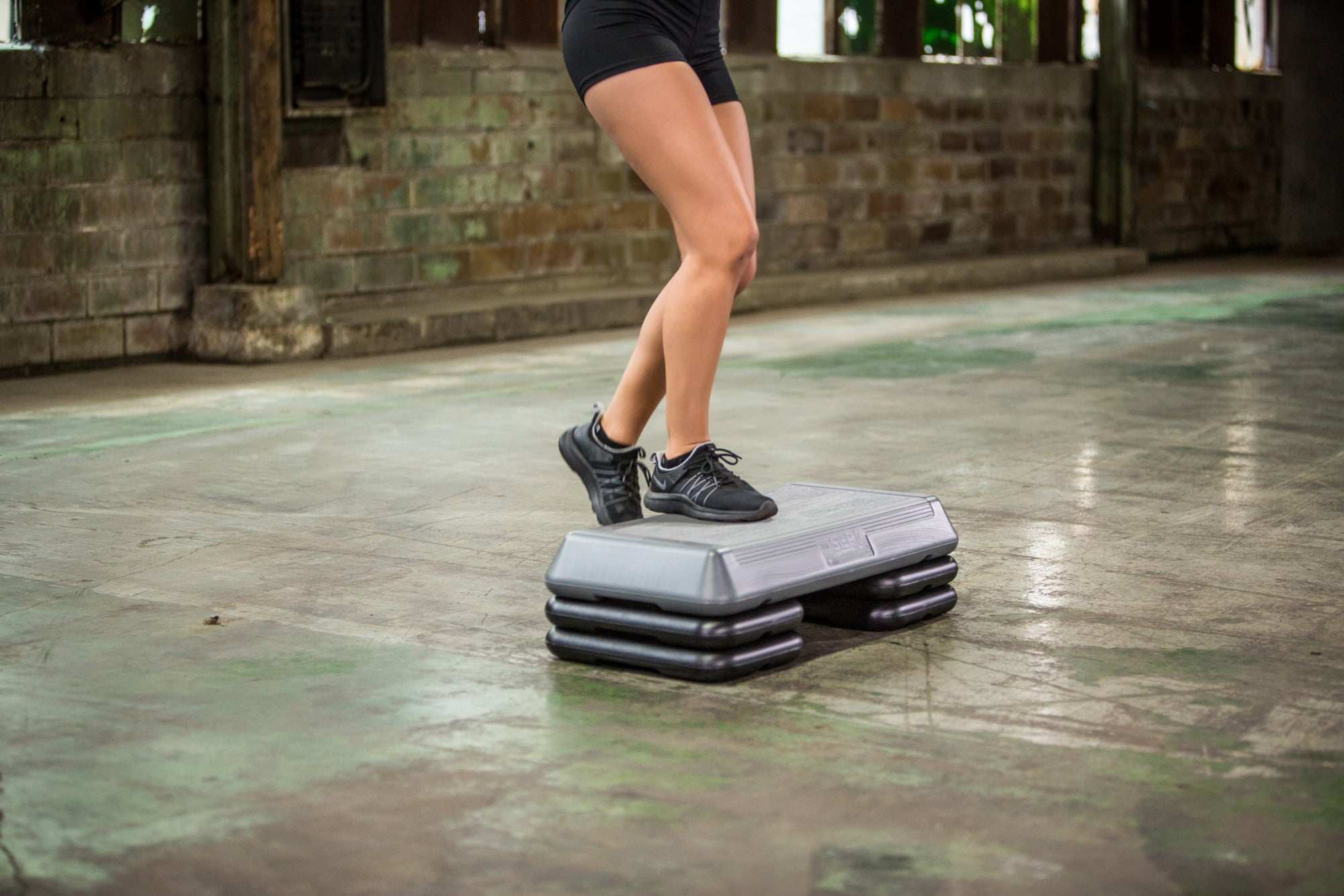 The Step Original Aerobic Platform – Circuit Size Grey Aerobic Platform and Four Original Black Risers Included