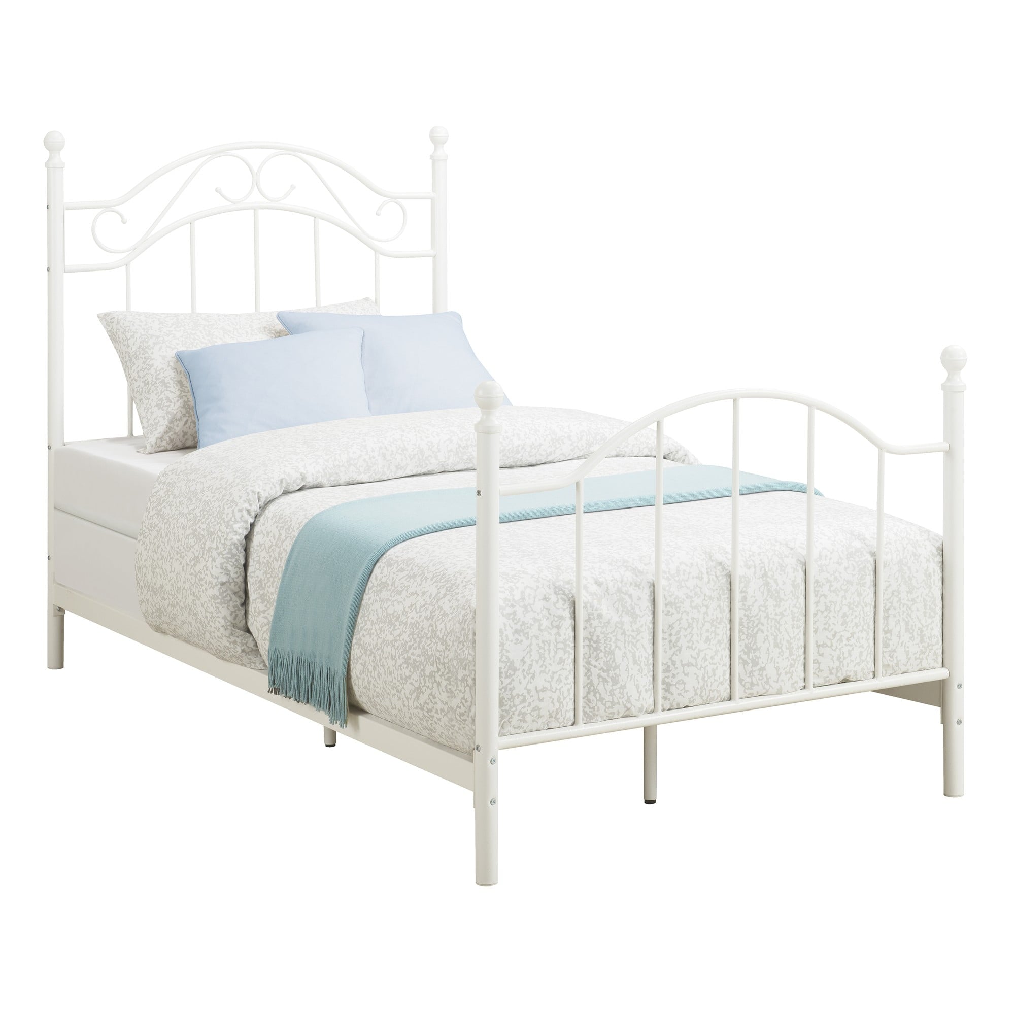 Mainstays Traditional Metal Bed Frame with Headboard and Footboard, Twin, White