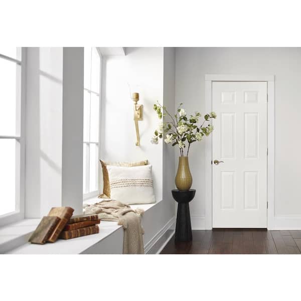 30 in. x 80 in 6 Panel Colonist Primed Right-Hand Textured Solid Core Molded Composite MDF Single Prehung Interior Door