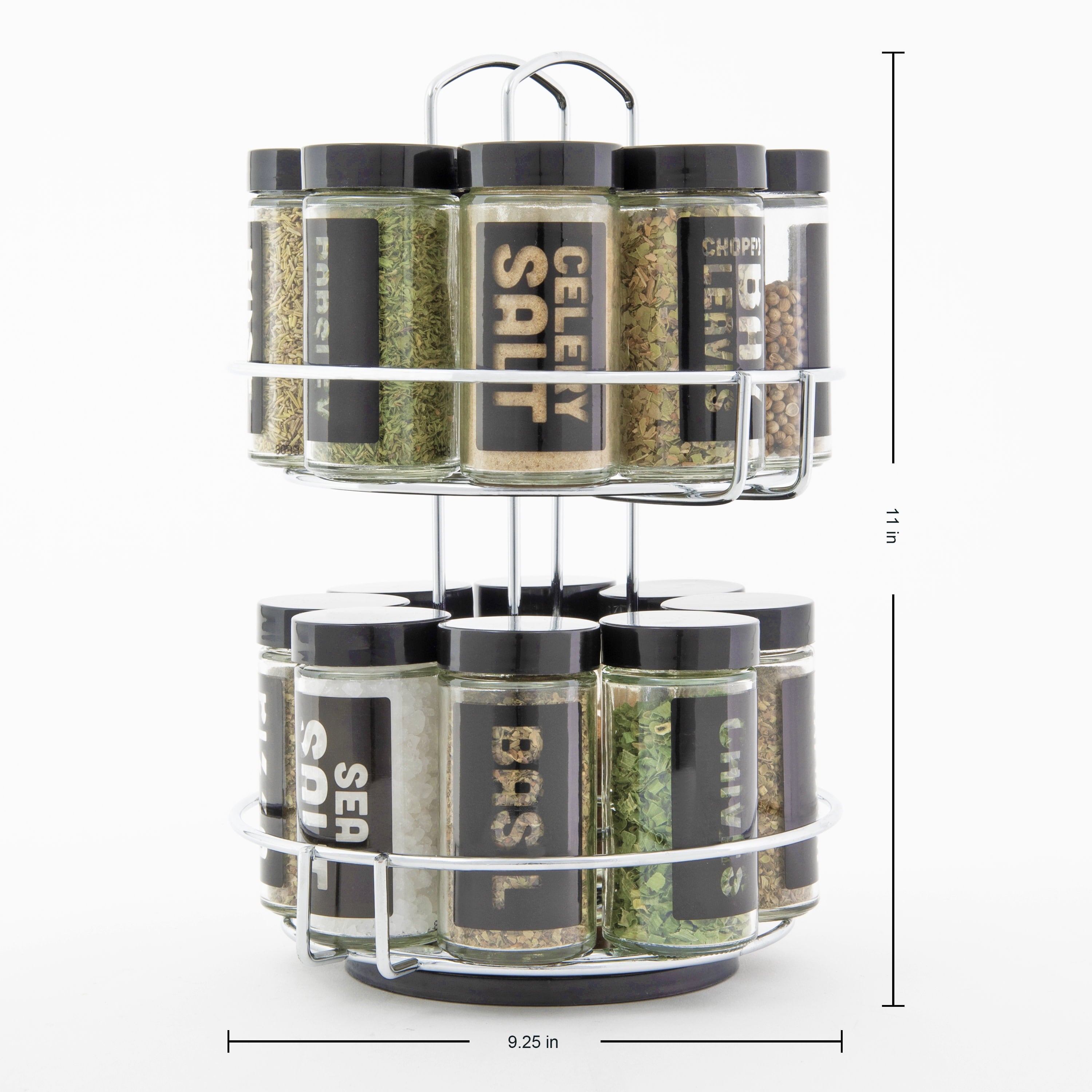 Kamenstein Filled 16 Jar Chrome Wire Revolving Spice Rack