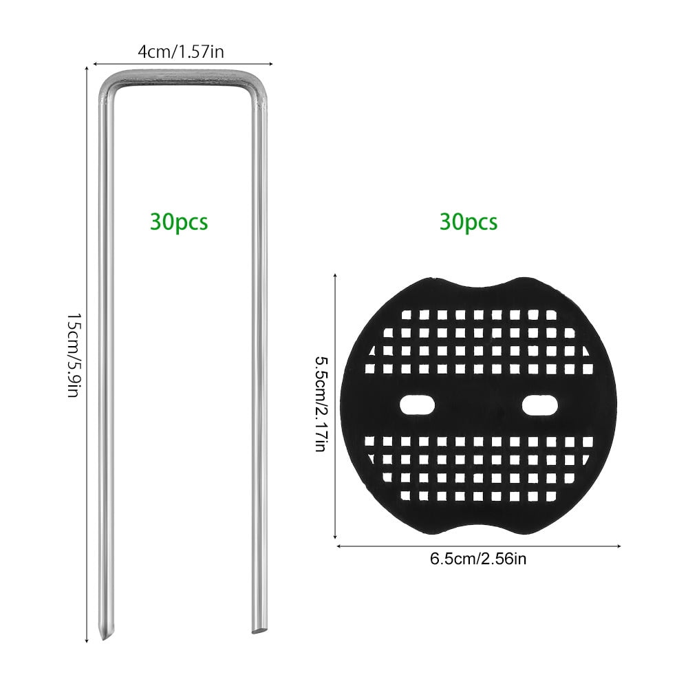 Nyidpsz 30 Pack Garden Weed Fabric Staples, Ground Pegs Vapor Barrier Stake with Galvanized Steel Landscape Staples and Plastic Caps