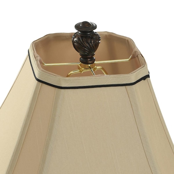 30 in. Burgundy Table Lamp with Cream Fabric Shade